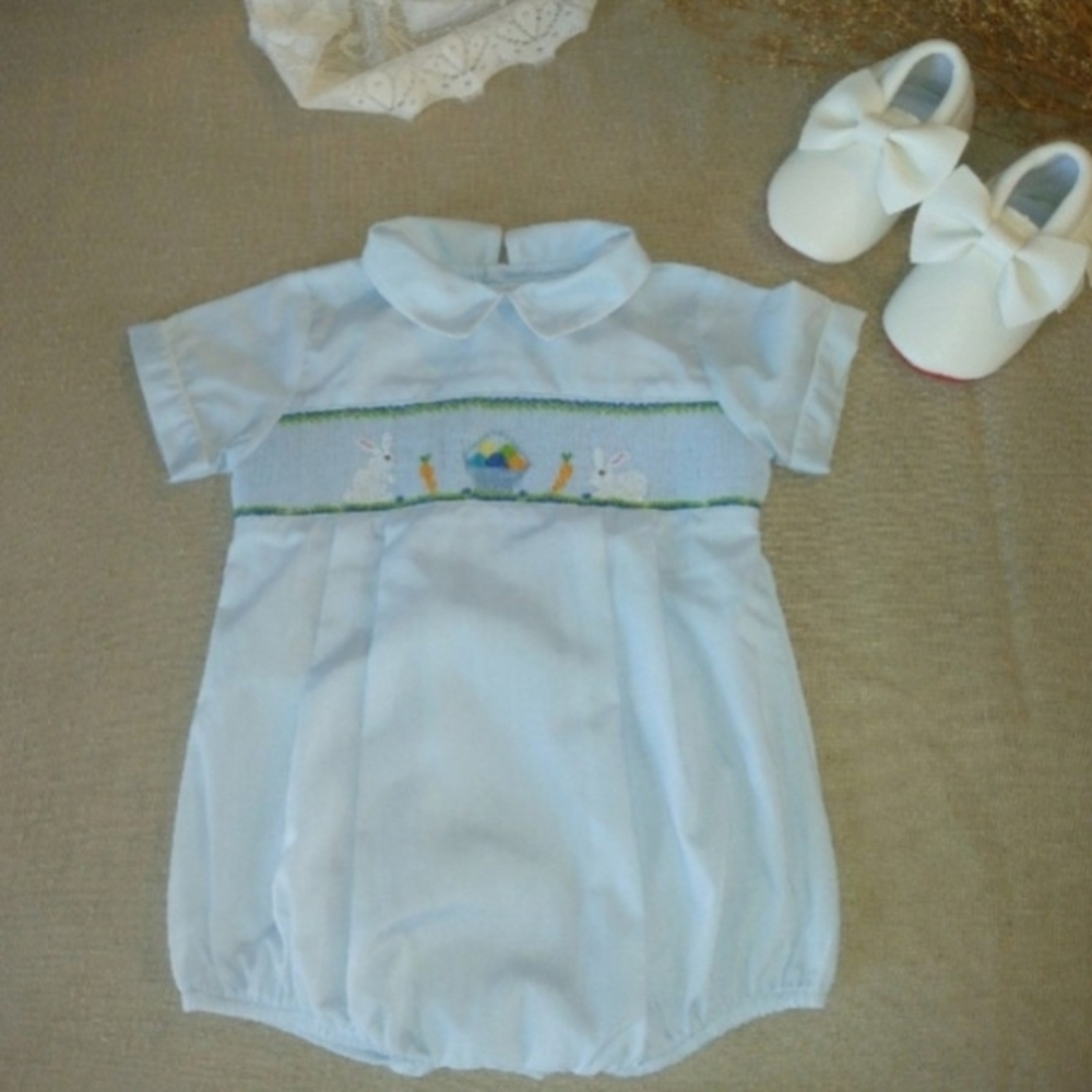 Vintage Light Blue Baby Romper